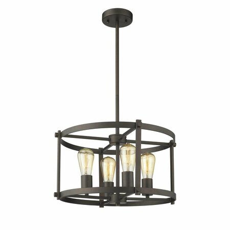 FEELTHEGLOW Ironclad Farmhouse 4 Light Rubbed Bronze Convertible Ceiling Pendant - 17.5 in. FE2542728